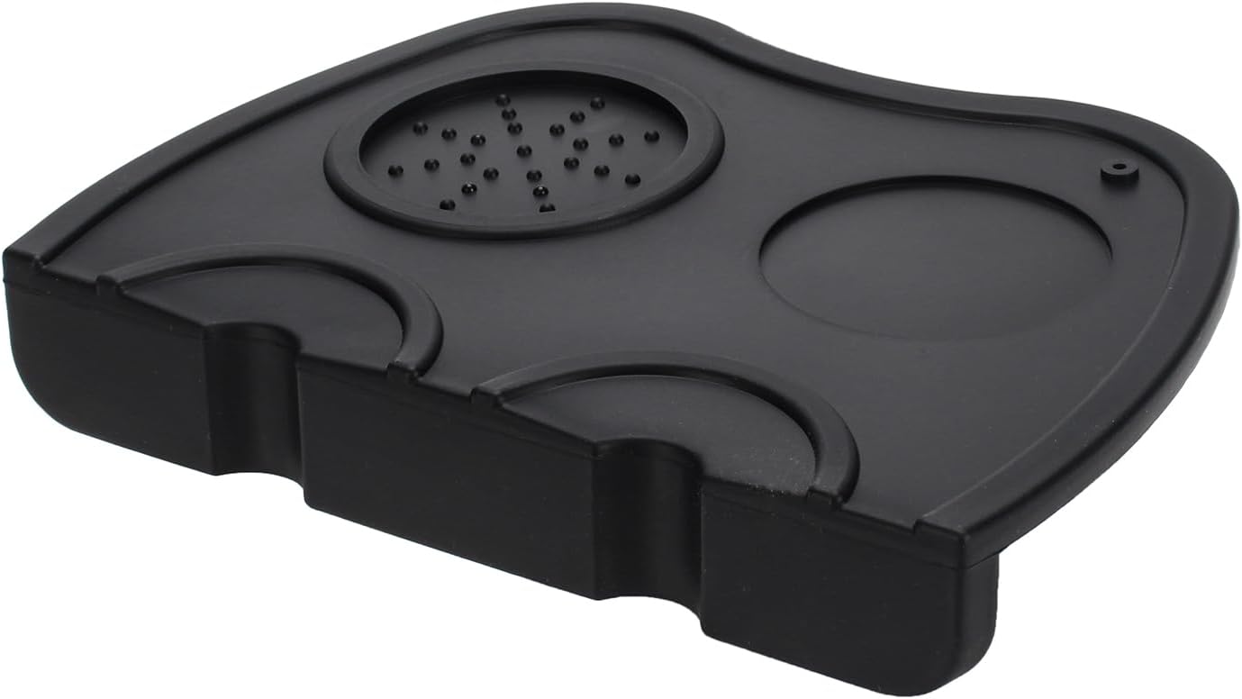 DIBTSA Espresso Tamping Mat, Silicone Coffee Tamper Mat with Corner Edge Tamp Support Station for Countertop, Barista Tools, Espresso Accessories, Large, Black