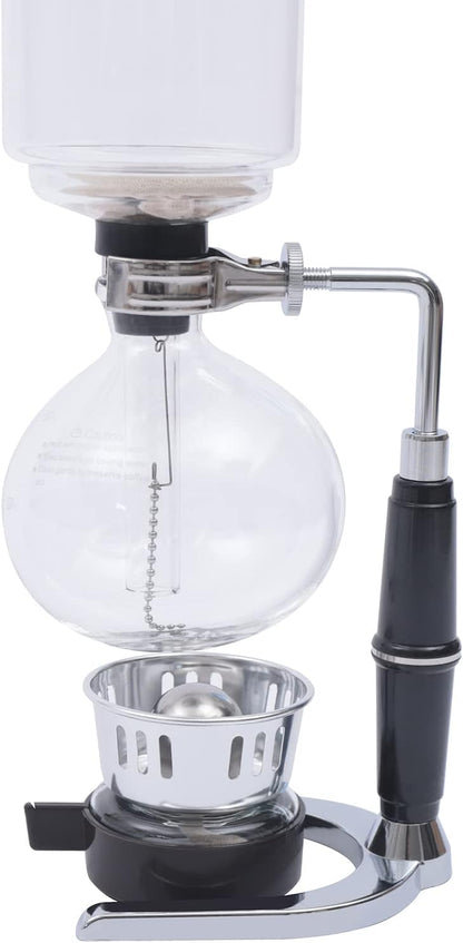 Vacuum Coffee Pot, 5 Cups(500ml), Siphon Syphon Coffee Maker, Borosilicate Glass, Stainless Steel, Black