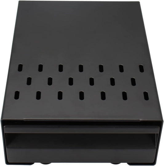 Espresso Knock Box Drawer, Stainless Steel Coffee Ground Container with Removable Rubber Knocking Bar, 9.84 x 7.08 x 3.34 inch (Black)
