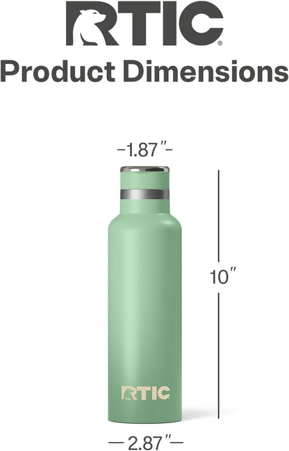 RTIC 20oz Journey Bottle Metal Stainless Steel Vacuum Insulated, BPA Free, Reusable, for Water, Hot and Cold Drinks, Travel, Sports, Camping, Sage