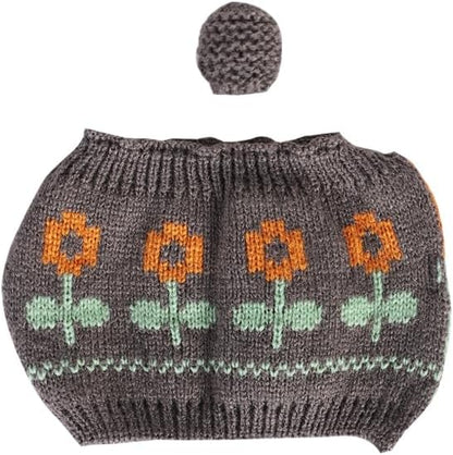 Tea Cozy Suitable for a 600ml,20oz Tea Pot,Teapot Warmer -100% Acrylic Fibers Filling,Two Piece (Dark Grey Sunflower)