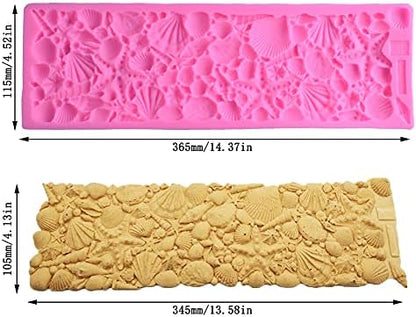 Cestony Sea Theme Shell Conch Fondant Silicone Mold Cake Border Brim Decor Sugarcraft Decorating Moulds for DIY Cake Fondant Biscuit Cookies Sugar Pudding Chocolate Hard Candies Dessert Decor