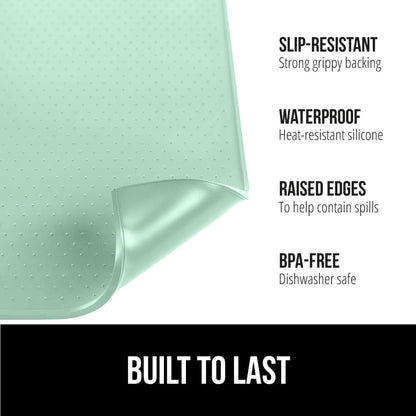 GORILLA GRIP Silicone Coffee Mat, 15x23, Espresso Drink Bar Station Accessories, Waterproof Heat-Resistant Dish Drying Mats, Stay in Place on Kitchen Counter, Home Kitchen Décor Essentials, Mint