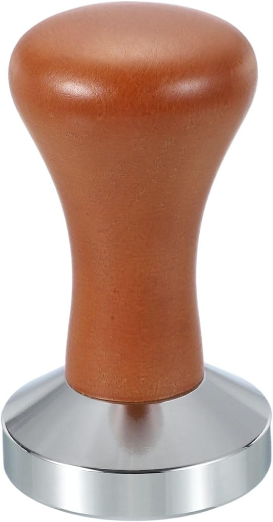 uxcell 51mm Coffee Tamper, Stainless Steel Espresso Press Tamper, Espresso Tamper with Wooden Handle Suitable for Coffee Shop, Restaurant Bar, Bakery (Dark Brown)