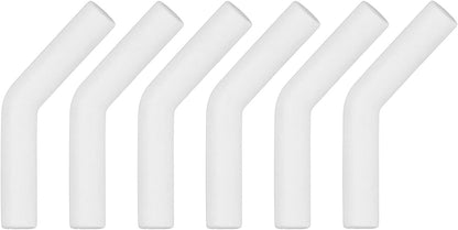 uxcell 6Pcs Silicone Straw Tips, Silicone Straw Elbows Tip, Soft Reusable Metal Straw Covers Fit for 10mm/0.39" OD Stainless Steel Straws, White