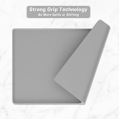 Rnivvi Silicone Coffee Mat, 12" x 19" Waterproof Raised Edge Coffee Bar Mats for Espresso Machine Station Accessories, Heat Resistant Dish Drying Pad for Kitchen Counter, Rubber Bar Decor Pad, Gray