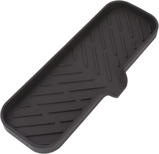 Silicone Bathroom Soap Dishes with Drain Spout-Bathroom and Kitchen Sink Organizer,Sponge Holder,Dish Soap Tray,Perfect for Dispenser,Scrubber,Bottle,Cup on Sink or Counter-Coffee 12"×4"