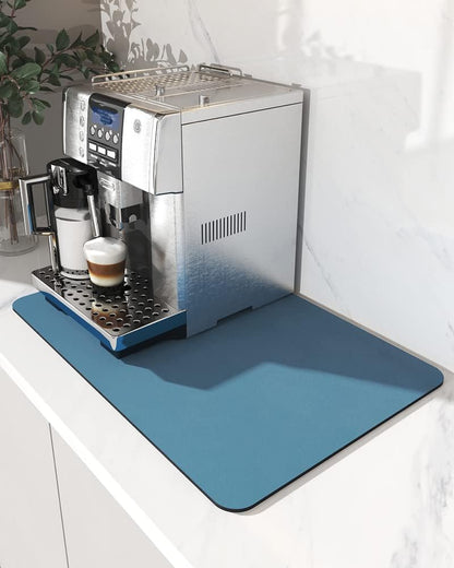 AMOAMI-Coffee Mat Hide Stain Rubber Backed Absorbent Dish Drying Mat for Kitchen Counter-Coffee Bar Accessories Fit Under Maker Machine Pot Espresso Machine Dish Rack