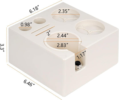 IKAPE ABS Espresso Knock Box, 7 in 1 Coffee Organizer Box Fit for Storage 51, 54, 58MM Espresso Tamper, Distributor, Portafilter & Puck Screen Accessories(White)