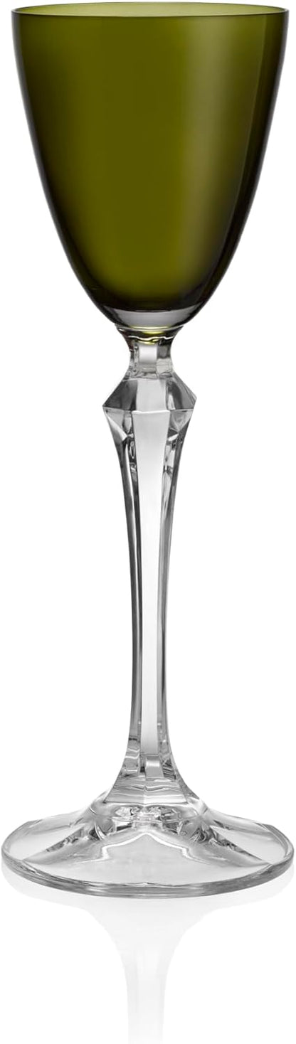 Barski Cordial Glass - Liquor Glass - Set of 4 - Assorted Colored Top - Clear Stem - Cordial Glasses - Sherry Glasses - Shot Glasses - 3 oz. - Made in Europe
