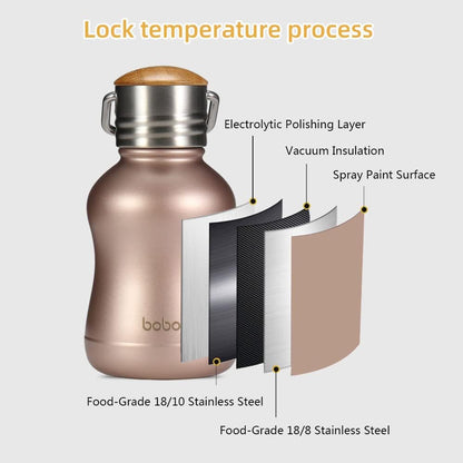 YOHKOH Mini Vacuum Insulated Water Bottle With Bamboo Lid - Stainless Steel Thermos Water Bottle for Women Girls Kids, Metal Sports Hot and Cold Water Bottle Leak-Proof BPA-Free (6.4oz,Gold)
