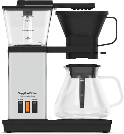 SimplyGoodCoffee Coffee Maker / Coffee Machine. 8 Cup Automatic Drip Pour Over Coffee Brewer. Easy To Use, Gold Cup Standard. Black/Stainless Steel