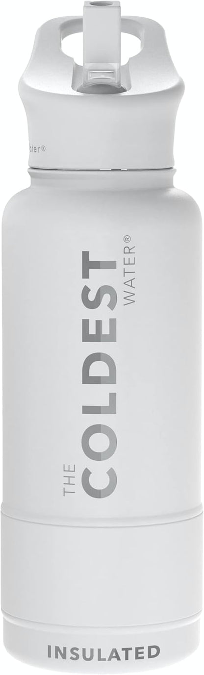 Coldest Insulated Water Bottle with Straw Lid - Stainless Steel Metal Insulated Bottle for Men & Women (Epic White, 32 oz)
