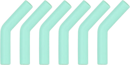 uxcell 6Pcs Silicone Straw Tips, Silicone Straw Elbows Tip, Soft Reusable Metal Straw Covers Fit for 10mm/0.39" OD Stainless Steel Straws, Mint Green