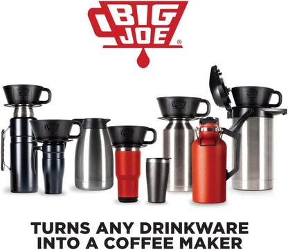 Big Joe® Large Pour Over Coffee Maker w/ 50 Filters, Brews from 12 up to 75 Ounces, Fits Any Drinkware, Dishwasher Safe, Made in USA