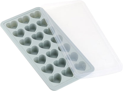 Heart Shaped Ice Cube Trays with Lid, Chocolate Mold, Easy Release Ice Trays, 21-Cavity Silicone Heart Molds for Ice Cubes, Gelatine, Baking and Candy