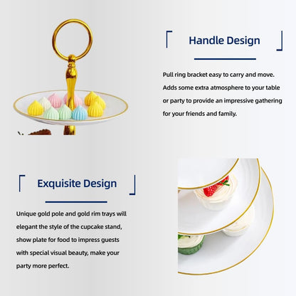 5 Pcs Dessert Table Stand Set - 2x Small 3 Tier Plastic Cupcake Display Stands Cookie Tray Rack Serving Tower & 3x Trays for Wedding Baby Shower Tea Party