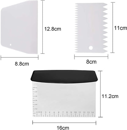 Dough Scraper Plastic Bench Scraper, Dough Scraper Tool Dough Cutter, Flexible Bench Scraper for Making Bread Pizza, 4 PCS