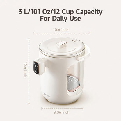 Joydeem Hot Water Dispenser, Glass Water Boiler and Warmer, 5 Keep Warm Temperature Settings, Support ℉ & ℃, 3L/101Oz/12 Cups, JD-DSP203, White