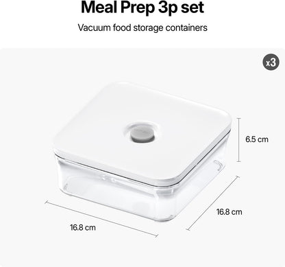 VAKUEN Premium Airtight Food Storage Container. Meal Prep 0.85qt 3pc/Set. 3pcs Container. Patented Double Silicone Lining, 100% Leak Proof, BPA-FREE
