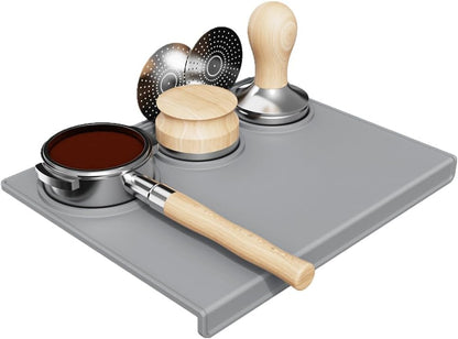 Espresso Tamping Mat, Coffee Tamper Mat, Espresso Mat for Counter, Silicone Tamper Mat, Food-grade, Non-Slip, Waterproof, Heat Resistant (Gray, 25x20x2cm)