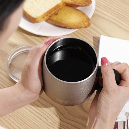 TYESO Office Coffee Mug,Vacuum Insulated Mug Double Wall Stainless Steel Tumbler Cup (Black, 12 oz)