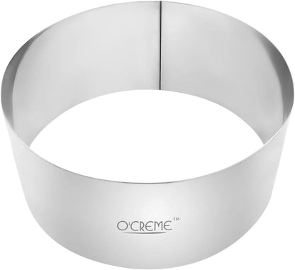 O'Creme Cake Ring Sturdy Stainless Steel Round Mousse Cake Ring Mold for Baking, Dessert Cake Decorating Pastry Rings 6 Inch Diameter x 2-3/4 Inch High