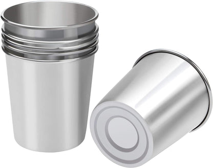 Resinta 6 Pack 5 oz Stainless Steel Cups Metal Shatterproof Stackable Pint Drinking Cups for Kids