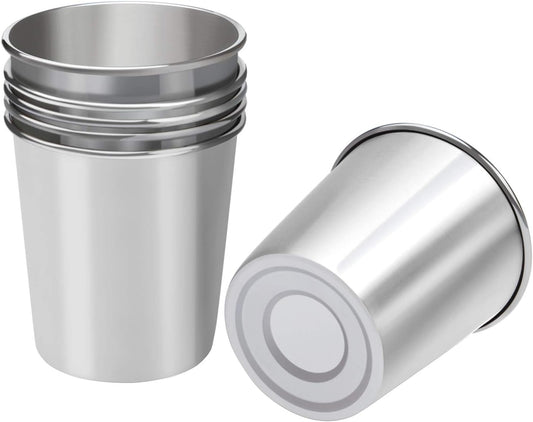 Resinta 6 Pack 5 oz Stainless Steel Cups Metal Shatterproof Stackable Pint Drinking Cups for Kids