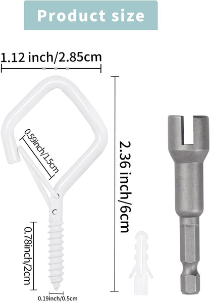 50 PCS White Eye Screw Hooks for Hanging Heavy Duty with Safety Buckle.Metal Ceiling Hooks for Hanging Plants Cup Wind Chime Bird Feeders Patio Lights at Indoor&Outdoor