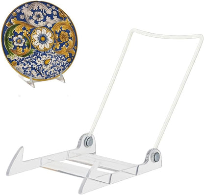 KINGDOM SOLUTIONS MADE IN USA 12-Pack Adjustable Acrylic Easels - Plate Stand - Sturdy Book Stand for Art, Pictures, Plates, Frames - Unique on the Market