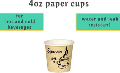 Smygoods Disposable Coffee Cups, To Go Paper Hot Cups, Classic Design (4 OZ, 100 Count) For Hot Beverages, Coffee, Tea, Espresso, Cocoa - Vasos Para Cafe