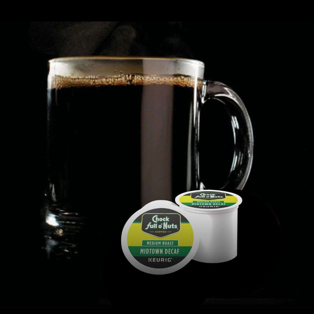 Chock full o’Nuts Midtown Decaf Keurig K-Cup Pods for Keurig Brewers – Premium Arabica, Medium Roast – Single Serve – 6 Packs of 12 K-Cup Pods