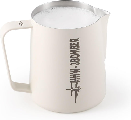 MHW-3BOMBER Milk Frothing Pitcher, 16oz/450ml Milk Frother Cup for Barista, SUS304 Stainless Steel Espresso Steaming Pitchers for Latte Art/Cappuccino/Coffee/Milk, P3028W-OS