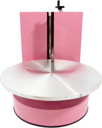 Automatic Cake Decorating Machine, Electronic Cream Coating Spreading Smooth Machine with Graduated Scraper 0-320RPM Rotating Speed,Cake Bread Spreader Machine for 4-16inch Cakes,Pink