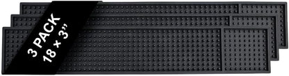 Bar Mats for Countertop by ProTensils - 18" x 3" Bar Rail Mat, Black Rubber Bar Mats for Bartending, Bar Service Drip Mat, Home Bar, Coffee Bar Mat Spill Matt (3 Pack)