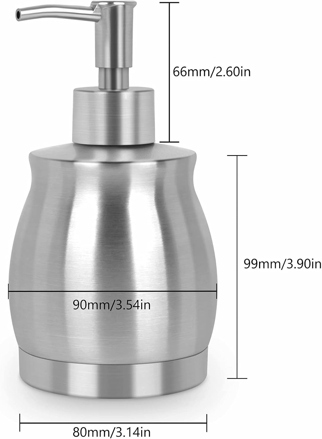 Stainless Steel Countertop Soap Dispenser Liquid Bottle and Pump, Suitable for Various Places Such as Kitchen and Bathroom (Brushed Nickel, 390 ml/13 oz)