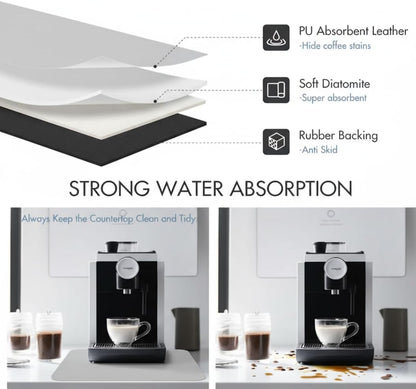 Dish Drying Mat Super Absorbent – 17" x 31" Coffee Mat for Countertops – Non-Slip Drying Mat for Kitchen Counter – Easy to Clean Water Absorbent Mat – XLarge Dish Drying Mats (Lite Gray)
