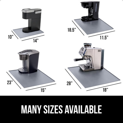 GORILLA GRIP Silicone Coffee Mat, Espresso Drink Bar Station Accessories, Use Under Machine, Waterproof Heat Resistant Multi-Use Dish Drying Mats, Stays in Place, Kitchen Home Decor, 11.5x18.5, Gray