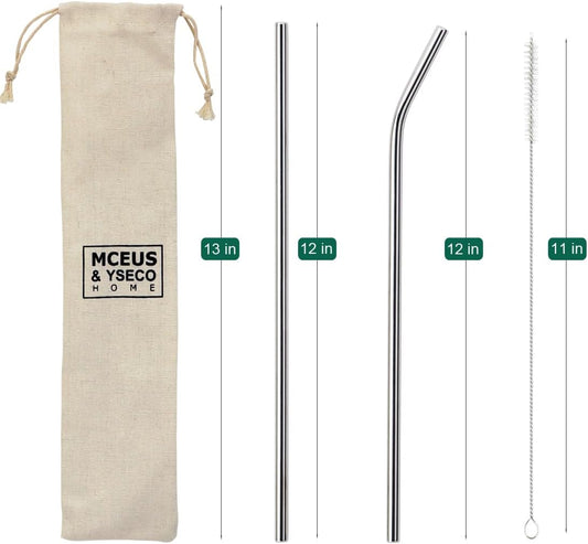 8 Pack Extra Long Metal Replacement Straws for Stanley 40oz Adventure Travel Tumbler, 304 Stainless Steel Reusable Drinking Straws with Clean Brush Compatible with Stanley Quencher 40oz Tall Tumbler