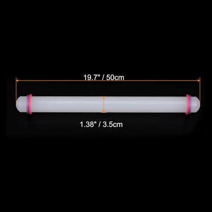 HARFINGTON Fondant Rolling Pin 20 Inch x 1.38 Inch Adjustable Guide Rings Non-Stick PP Plastic Fondant Roller Dough Roller Kitchen Decorating Tools for Cookie Pastry Pizza Clay