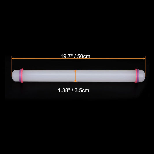 HARFINGTON Fondant Rolling Pin 20 Inch x 1.38 Inch Adjustable Guide Rings Non-Stick PP Plastic Fondant Roller Dough Roller Kitchen Decorating Tools for Cookie Pastry Pizza Clay