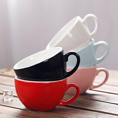 Latte Art Cup and Saucer for Latte & Cappuccino New Bone China, Mate for Coffee Shop and Barista (Glossy Black, 10.5 oz)
