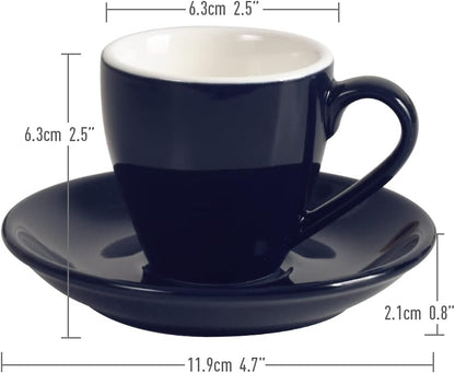 Porcelain Espresso Cup with Saucer, Espresso shot Cup, 80ml/2.7Oz, Deep Blue