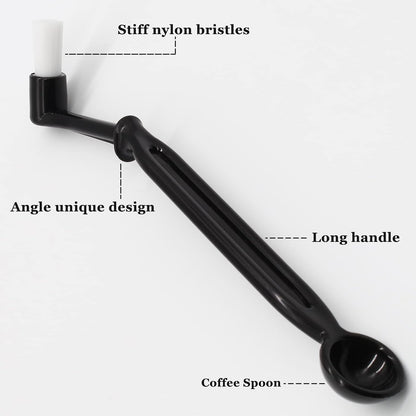 Coffee Grinder Cleaning Brush, Espresso Machine Brush Kit Wood Handle & Natural Bristles Wood Dusting Espresso Brush Set with Spoon for Bean Grain Coffee Tool (Pack of 5)