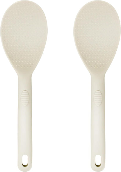 Silicone Rice Paddle Set – 2-Piece Set of Spoon Spatulas for Non-Stick Cookware – Kitchen Tools and Accessories with Comfortable Handles, Heat-Resistant Utensils for Cooking and Baking – Cream