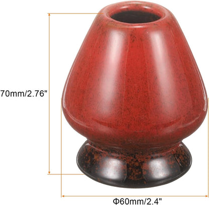 HARFINGTON Ceramic Chasen Stand 70mm Matcha Whisk Holder Teas Set Whisks Stand Traditional Matcha Tea Chasen Holder Tea Set Accessories for Tea Tasting, Gradient Red
