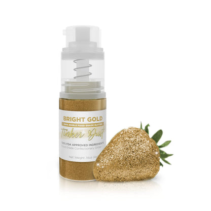 Bakell - Bright Gold Tinker Dust (4g, 1x Mini Spray Pump) Edible Glitter for Food, Desserts, and Beverages!