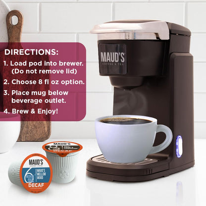 Maud's Decaf Coffee Pods Variety Pack, 80 ct, 9 Assorted Roasts & Flavors, Decaffeinated Medium Roast Coffee in Recyclable Single Serve Pods - 100% Arabica Coffee, Compatible with Keurig K Cups Maker