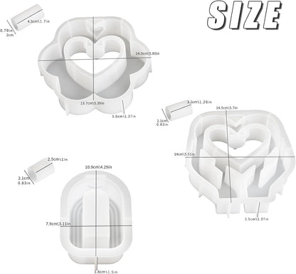Heart Resin Vase Mold with Test Tube Culture Water Plant Silicone Molds for Crafts Epoxy Resin Casting Mold for DIY Flower Holder Home Office Decor Wedding (Style 3)